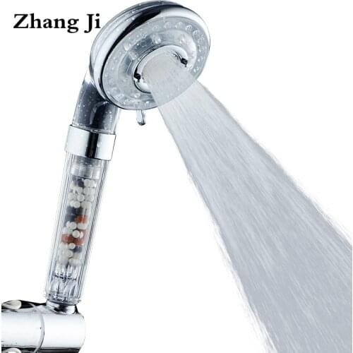 ZhangJi 3 Functions Water Saving Spa Shower Head Handheld ABS High Pressure Filteration Showerhead Bathroom Spray Nozzle