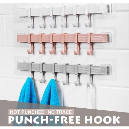 6 Towel Hooks Suction Cup Wall Door Holder Sucker No Punch Clothes Hanger Kitchen Organizer Bathroom Storage Home Accessories