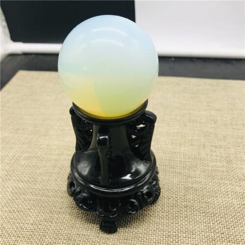 Natural opal crystal ball, crystal ball healing gem home decoration + wood bracket