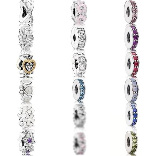 New Fashion High Quality S925 Silver Daisy Flower Gasket. Crystal Abstract Silver Septa Charm Original Female Diy Bracelet Septa