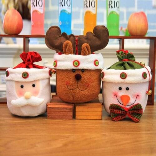 2020 New Year DIY Christmas Tree Decorations Santa Claus Snowman Reindeer Candy Bags Apple Storage Supplies Kids Gift Bags FZ329