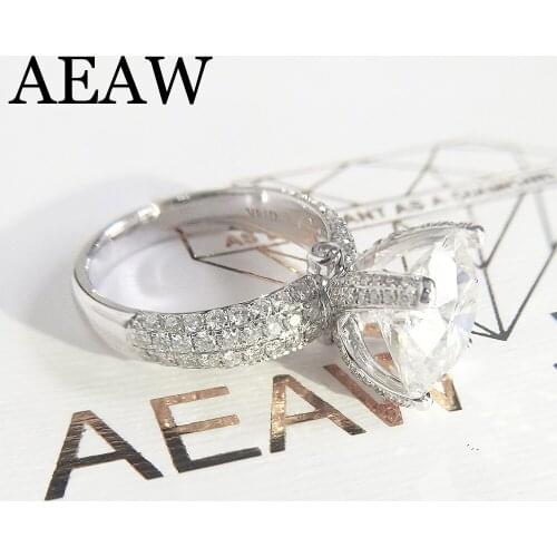 2.0carat 8mm Round Brilliant Cut EF Color VVS1 Moisssanite Engagement Wedding Ring for Women 14K White Gold Pave Micro Setting