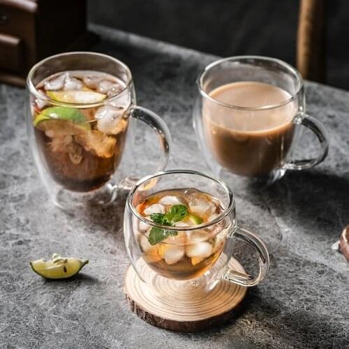 Transparent Heat-resistant Double Wall Glass Cup Vodka Beer Coffee Cup Set Handmade Mug Tea Glass Whiskey Glass Cups Drinkware
