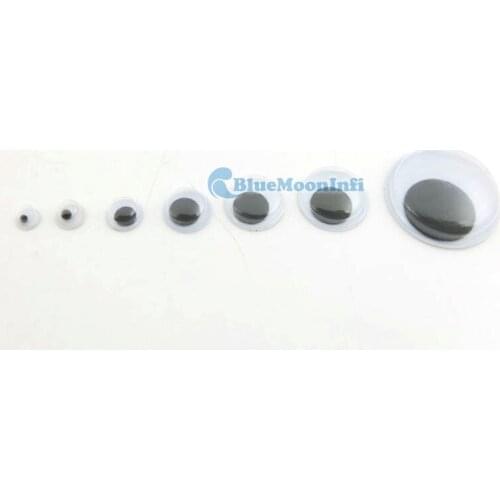 4 6 8 10 12 20mm Toy Rubber Joggle Wobbly Eyes Use for Puppet Bear Doll Animal Craft White with Black