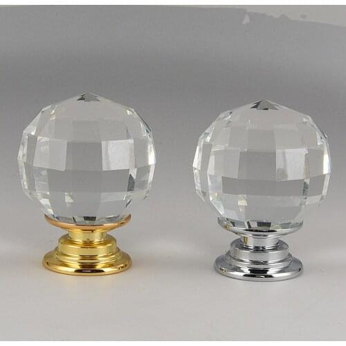 30mm grid clear glass crystal drawer tv table wine cabinet knobs pulls silver gold diamond head cupboard dresser door handles