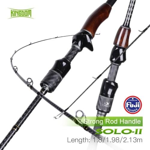 Kingdom Solo II Fishing Rod 2 Section L/ML/M/MH FUJI Guide Ring Spinning Rod Wooden Handle Sea & Freshwater Strong Casting Rods