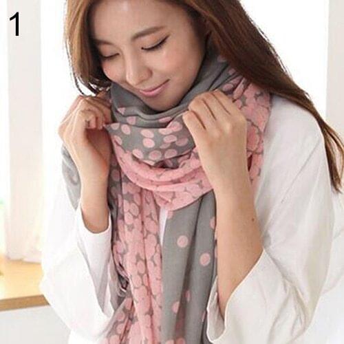 Hot Womens Long Candy Gradual Color Round Dots Scarf Shawl Stole Soft Scarves 2 Colors 8MM1