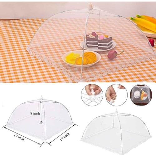 Foldable Household Washable Mesh Food Lid Picnic Barbecue Party Anti Fly Mosquito Net Tent Food Cover Umbrella Kitchen Gadgets