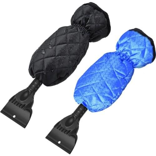 Ice Scraper Mitt, Windshield Scraper Keep Warm Snow Scraper with Foam Handle, Retractable Car Ice Scraper Snow Shovel Removal