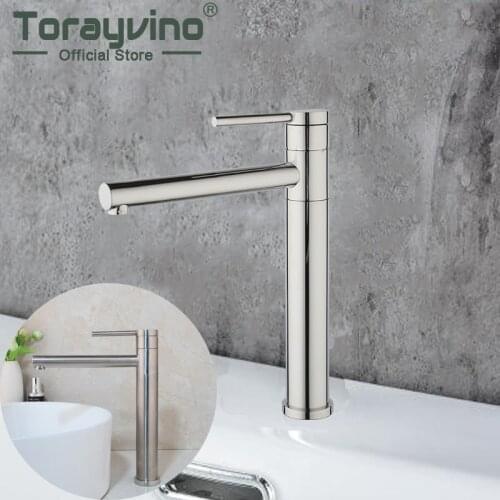 Bathroom Faucet Tall Deck Mounted Rubinetto Bagno Alto Hot & Cold Mixer Taps Chrome And Brushed Nickel Brass Faucets Long Tap