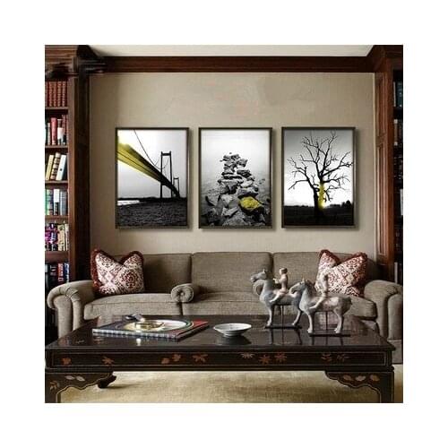 Nordic Modern Oil Painting Black and White Scenery Frameless Decoration Drawing Room Dining Room Sofa Background Wall Painting