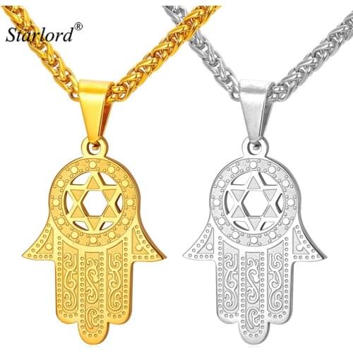Starlord Hamsa Hand Magen Star Of David Pendant & Necklace 2016 New Arrival Gold Color Stainless Steel Women/Men Jewelry GP2333