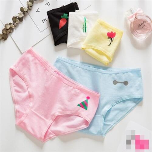 New Arrived 4Pcs/Lot Girl Panties Underwear Lace Briefs Cotton Lingerie Soft Comfortable Bowknot Cartoon Panty Wholesale T025