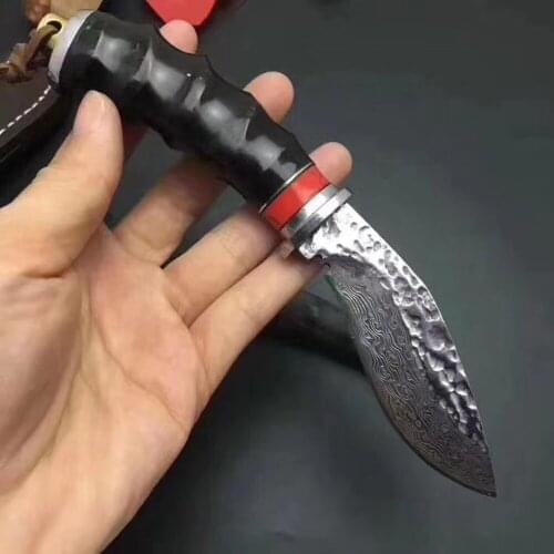 High quality Outdoor knife Handmade forged High hardness VG10 Damascus knives fixed knife hunting knife EDC tools
