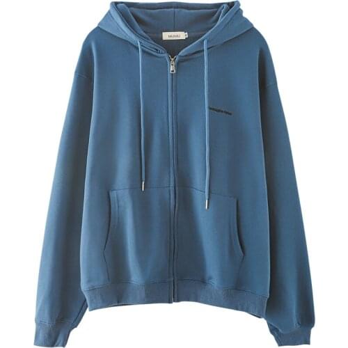 Womens Hooded Cardigan Sweater Casual Loose Long Sleeve Sports Jacket All-Match Classic Spring Autumn Sweatshirt
