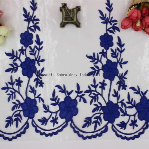 Gold Embroidered Lace 1 Yards 3D Flower Lace Appliqued Gold Metallic Patches Iron on Appliques 26cm