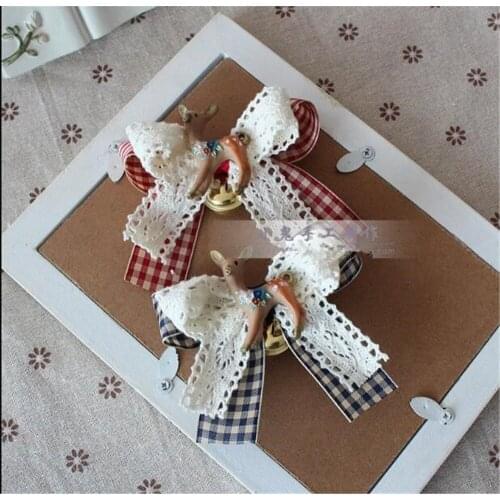 1pc Lolita Cute Lattice Hairclip Boutique Bowknot Hairpin Christmas with bell Girls' Hairpin Accessories B501