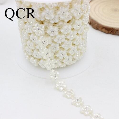 1Yard/Lot Free Shipping 10-14mm Crystal Rhinestone Cup Chain Pearl Base For DIY Decoration Rhinestone Applique Sew on Garment