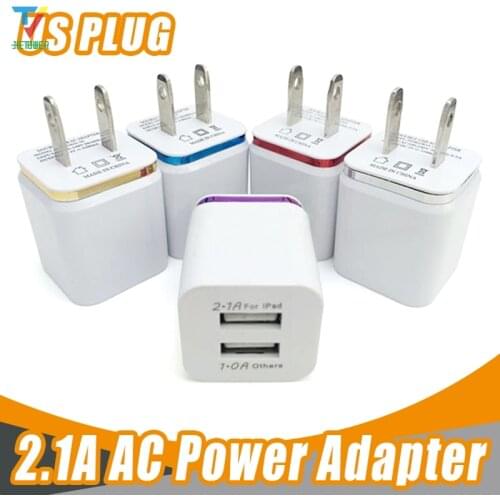 100pcs/lot Colorful 2A+1A US/EU Plug AC Power Adapter Home Trave Wall 2 port dual USB Charger for iPhone8 7 for Samsung HTC