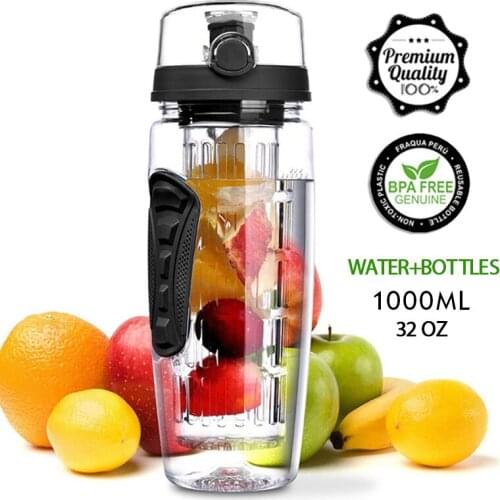 1L Portable water bottle Tritan Drinkware Bottle Fruit Infuser Bottle Juice Shaker travel Sport Water Bottle detox bottle