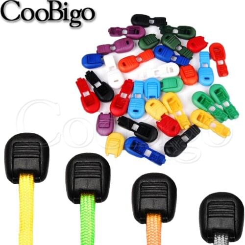 25pcs Colorful Zipper Pull Cord Ends Cord Lock Stopper Paracord Clip Buckle Sportswear Backpack Garment Cord Rope Bag Parts