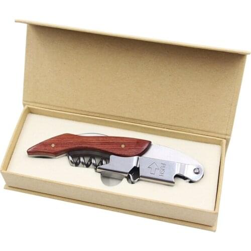 20pcs Hippocampal Knife Stainless Steel Red Wine Wood Bottle openers Multi Function Beer Screw Corkscrew Can Opener