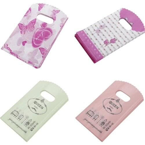 50pcs/lot Pattern Shopping Bags Gift Bag Mini Plastic Gift Bags For Birthday Wedding Party Favor 9 x 15cm