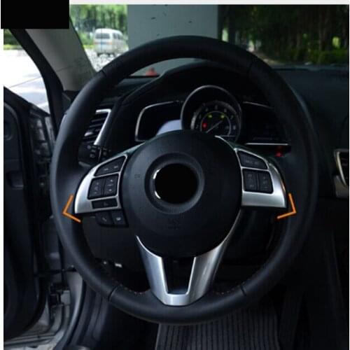 ACCESSORIES 2PCS FIT FOR MAZDA 3 AXELA 2014 2015 2016 CHROME STEERING WHEEL PANEL COVER BADGE INSERT TRIM ACCENT