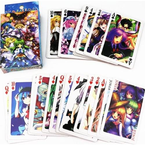 Anime TouHou Project Poker Playing Deck Cards Hakurei Reimu Kirisame Marisa Cartoon Board Game Card Toy For Collection