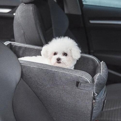 Car Armrest Box Pet Carrier Seat Non-Slip Padded Pet Car Carrier Seat For Dog Bags For Small Dogs Outdoor Travel
