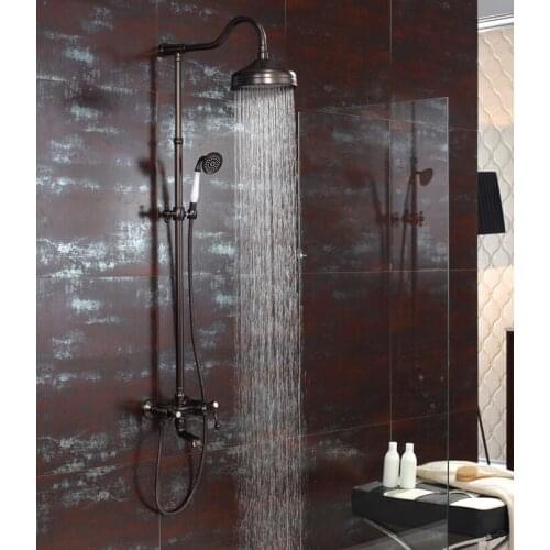 Free ship oil rubbed bronze clour Waterfall Rainfall shower tub faucet mixer tap with handshower