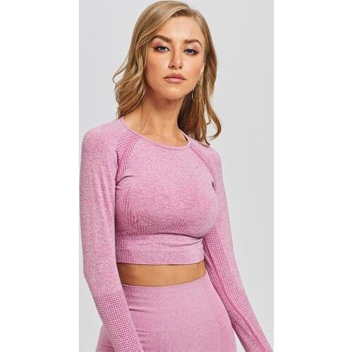 Seamless long sleeve gradient fitness long sleeve yoga suit