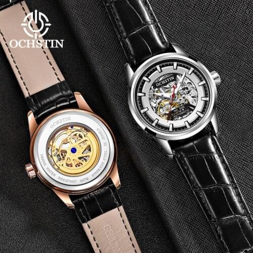 Luxury OCHSTIN Top Brand Watch Men New Fashion Skeleton Automatic Mechanical Men Watch Leather Strap Waterproof Luminous Watches