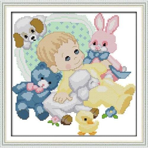 Baby toy cross stitch kit 14ct 11ct count print canvas stitching embroidery DIY handmade needlework