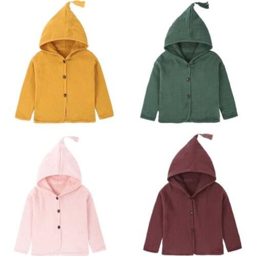 Toddler Tops Shirt Girls Boys Jackets Kids 2020 New Baby Clothing Tassel Hat Design Cotton Linen Children Cardigan 1-5Y Blouse