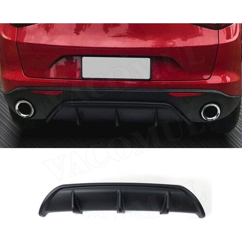 Carbon Fiber Rear Lip Diffuser Trim For Alfa Romeo Stelvio 2017 2018 2019 Fins Shark A Style Bumper Cover Car Styling ABS Bumper