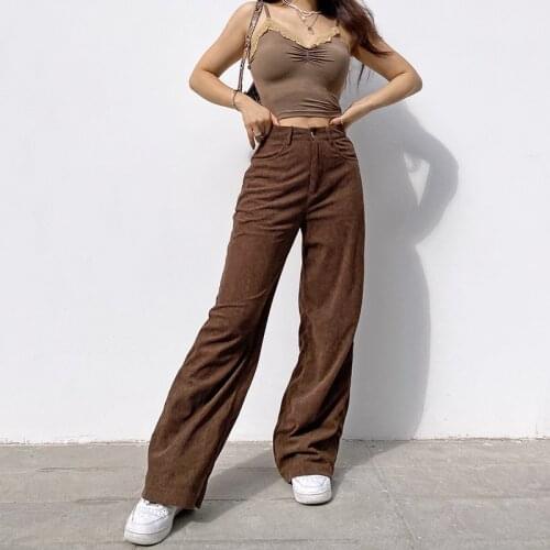 Women Trouser New Retro Super Light Core Velvet Slacks Brown Wide Leg Pants Street Style Comfortable Jeans Dropshipping