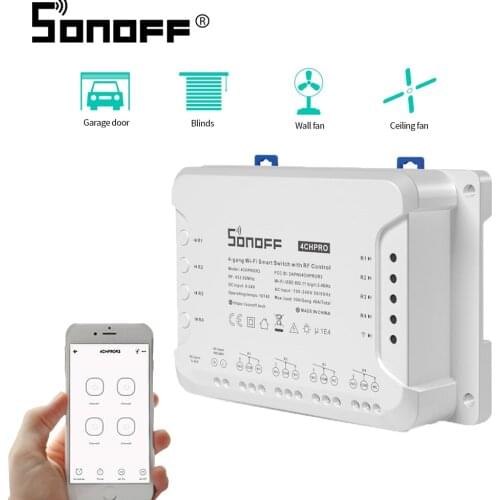 ITEAD SONOFF 4CH Pro R3 Rev2 Wireless Remote Conotrol 4 Channels DIY Wifi Switch 10A 220V Support Google home Alexa IFTTT