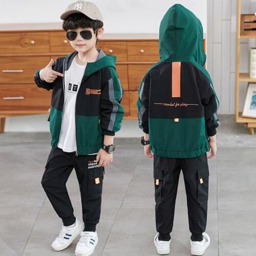 Zipper Spring Summer Kids Clothes Suit Baby Boys Sweatshirts + Pants 2pcs/Set Kids Teenage Top Sport Childrens Day Gift Formal