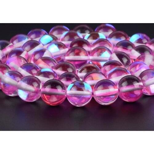 Natural Fuchsia Austria Crystal Stone Round Loose Beads For Jewelry Making 6-12mm Spacer Beads Fit Diy Bracelet Necklace 15