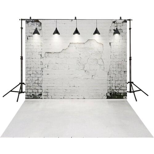 Top Deals 3x5ft Vinyl Backdrop Faded Gray Brick Wall Weathered White Background for Photo Studio Shooting Photo Booth