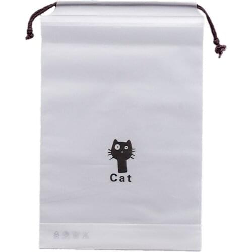 Cute Cat Travel Storage Bag Drawstring Pocket Cosmetic Organizer Pouch Packing Bag for Clothes Shoes Toiletries Kit Makeup