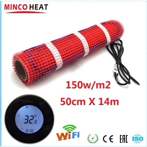 MINCO HEAT 50cmX14m 7m2 Electric Heater Floor Warm Heating Mat 150w/m2 with WiFi Thermostat