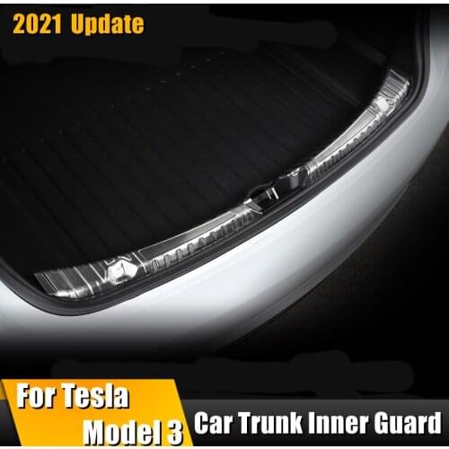 Update JSN Stainless Steel Trunk Inner Guard For Tesla Model 3 2017-2021 Car Inner Rear Bumper Guard Plate Cover Protection Car