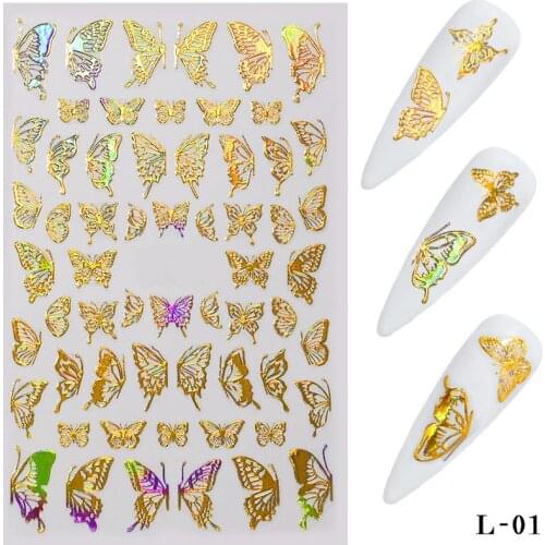 Nail Sticker Butterflies Nails Art Manicure Stickers Blue Black Decals Spring Theme Flowers Nail Decoration Manicure