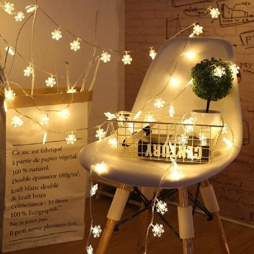 New 6M 40LED Snowflake String Light Christmas Garland Fairy LED Ball Light Lanterns Xmas Outdoor Party Decor Battery Power