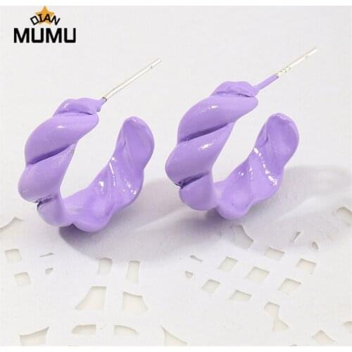 New Fashion Arrivals Colorful Stud Earrings Cute Candy Color Bow-Knot C Shape Stud Earrings for Girl Resin Enamel Trendy Jewelry