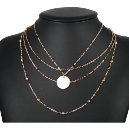 New Bohemian Multilayer Gold Pendant Necklace For Women Vintage Charm Bead Choker Necklaces 2020 Fashion Jewelry Party Gift