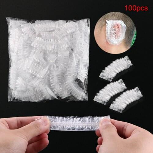 100 Pcs/Set Disposable Earmuffs Bathroom Products Transparent Salon Hair Dye Clear Ear Cover Waterproof Ear Protection
