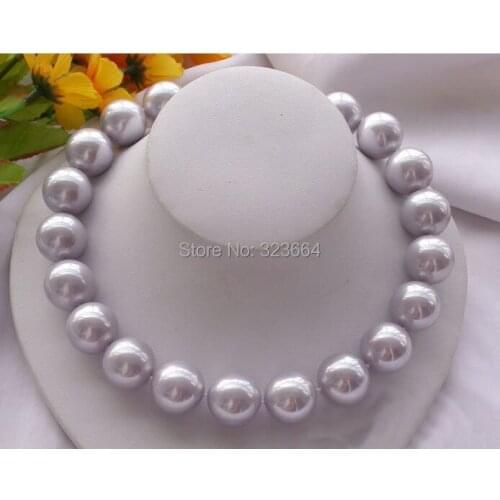 HUGE 18" 16MM ROUND lavender SOUTHSEA SHELL PEARL NECKLACE